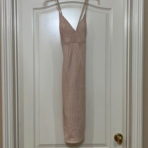 Windsor midi dress with x back, low v front